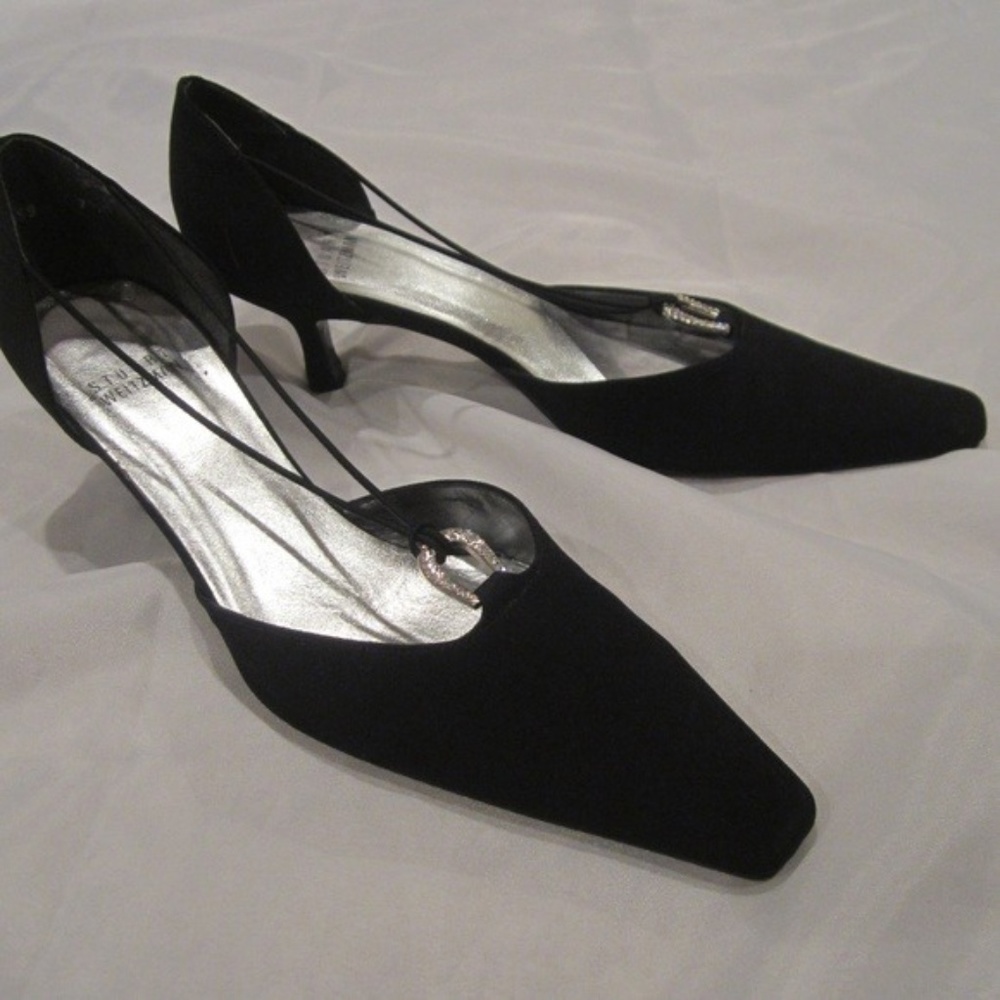 Stuart Weitzman 7.5 Fabric Rhinestone Heels Pumps